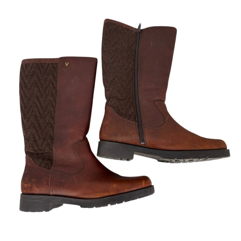 Vionic Mystic Aurora Tall Boots Weatherproof Brown Leather Riding Fleece Sz 10 - Picture 7 of 12